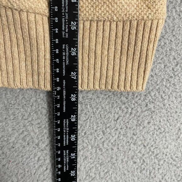 Vintage 60s Challenger Sweater Men S Tan Leather Trim Knit Full Zip - Picture 7 of 10